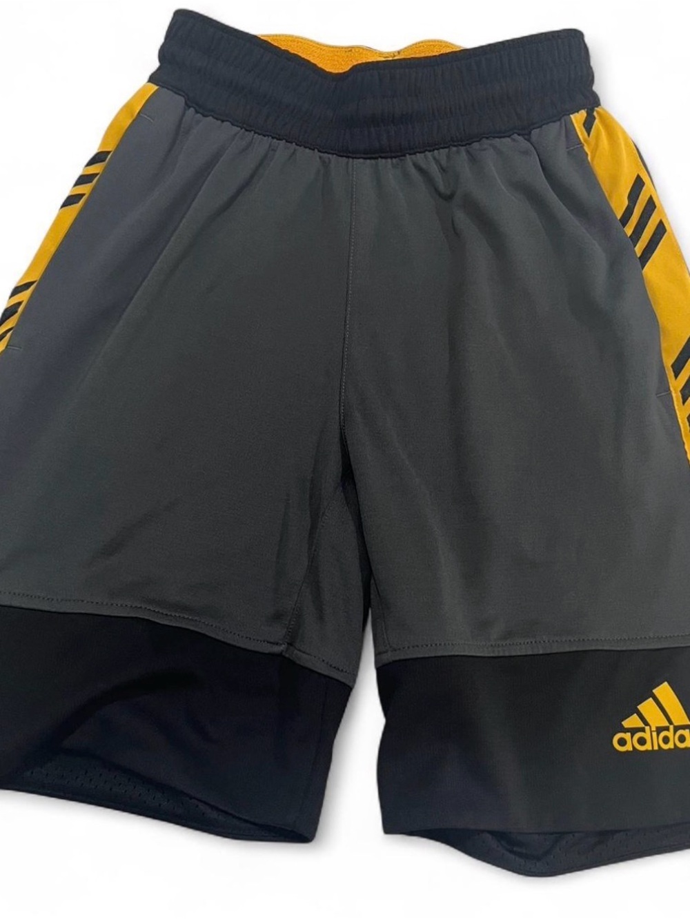 adidas Men's Gray & Yellow Athletic Shorts with Black Trim